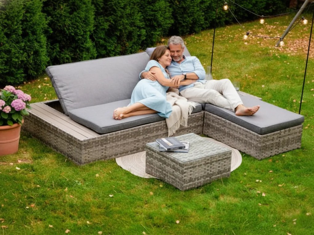 Wielofunkcyjne łóżko z technorattanu DIABOLICO