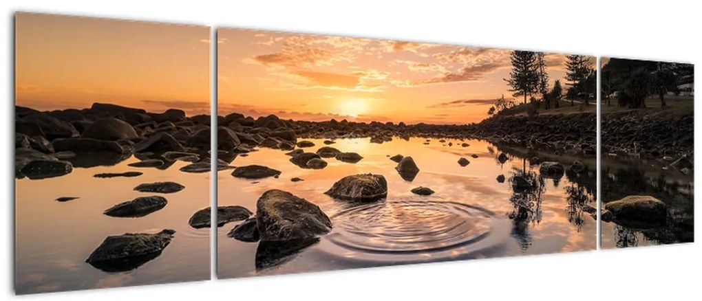Obraz powierzchni wody o zachodzie słońca (170x50 cm)