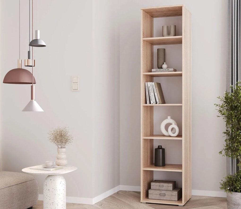 Wysoki regał na książki 50 cm dąb sonoma W8-A75