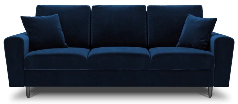 Niebieska aksamitna rozkładana/ze schowkiem sofa 235 cm Kyoto – Cosmopolitan Design