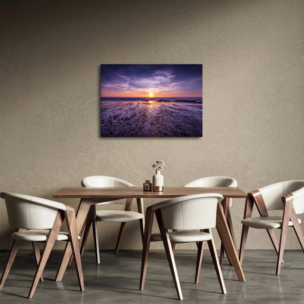 Obraz plaży - zachód słońca (70x50 cm)