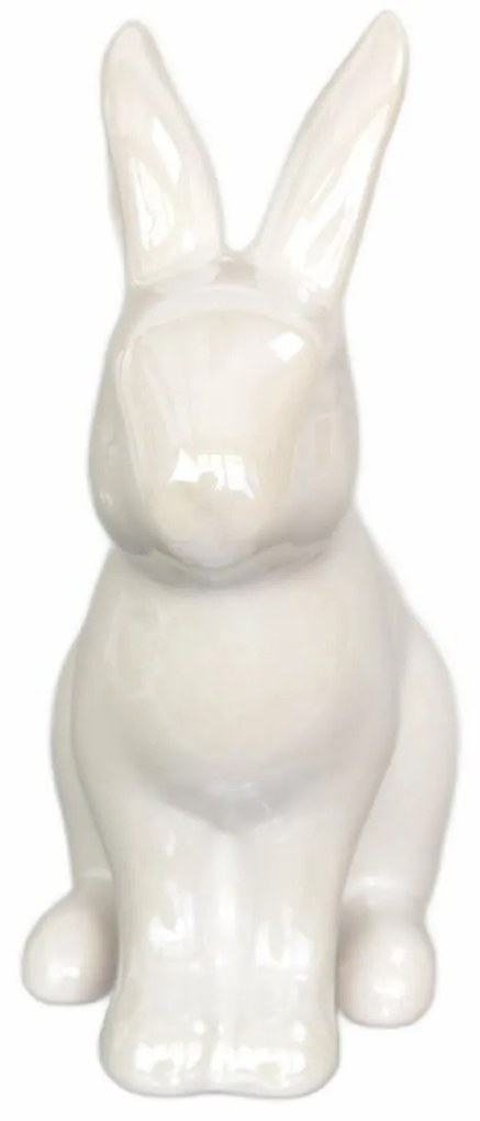 Dekoracje wielkanocne Biały zajączek, ceramika,10,2 x 13 x 5,2 cm