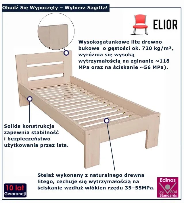Pojedyncze łóżko w kolorze naturalnym 90x200 E3-N39