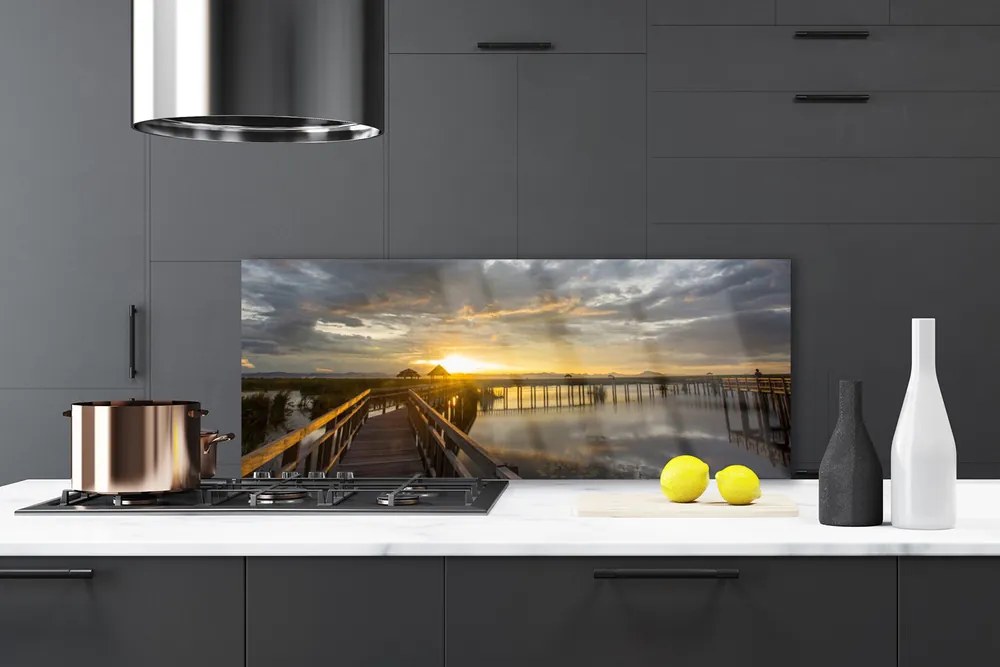 Panel Szklany do Kuchni Nowoczesny Most Nad Cieśniną