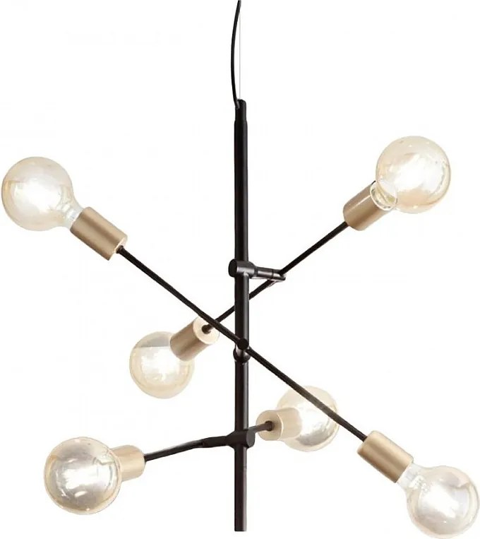 Lampa wisząca w stylu industrialnym Vector z matowego czarnego metalu 6xE27