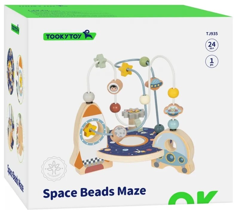 Tooky toy drewniana rakieta pętla motoryczna labirynt