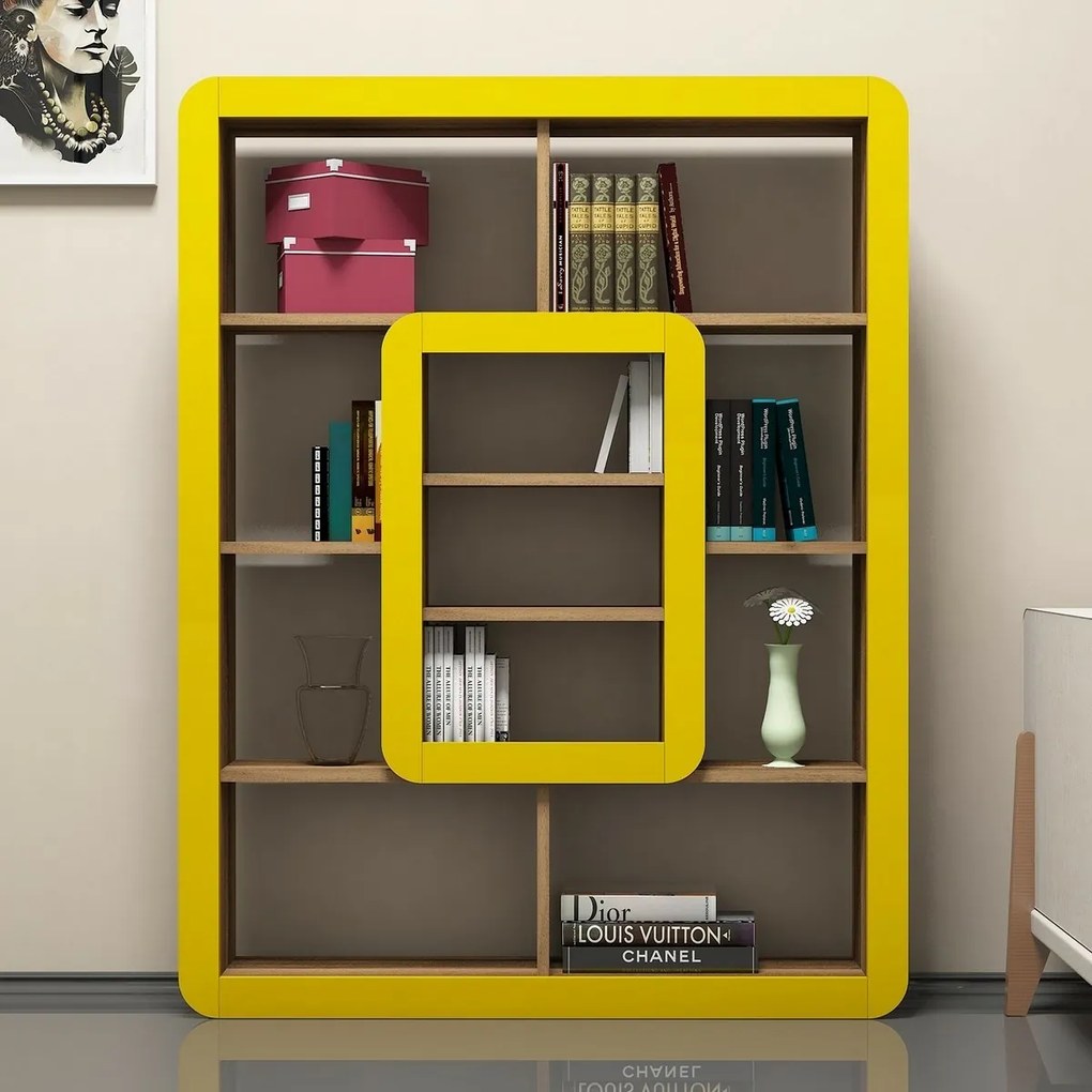 Biblioteczka Orkide Yellow and Walnut