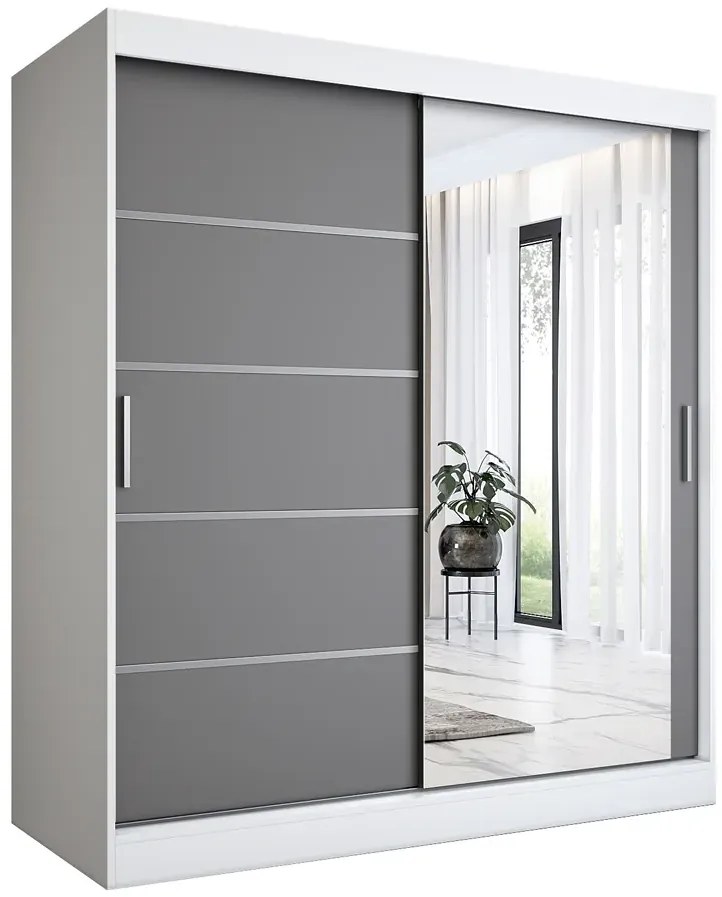 Szafa przesuwna 180 cm biel + antracyt - Marmos 5X