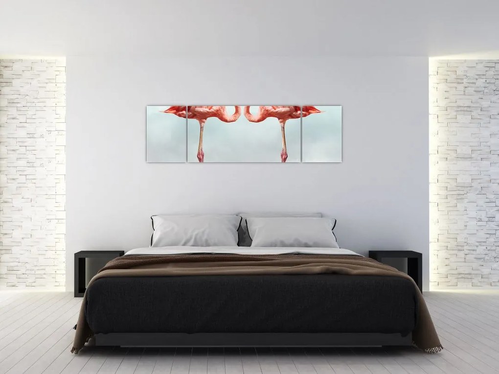 Obraz dwóch flamingów (170x50 cm)