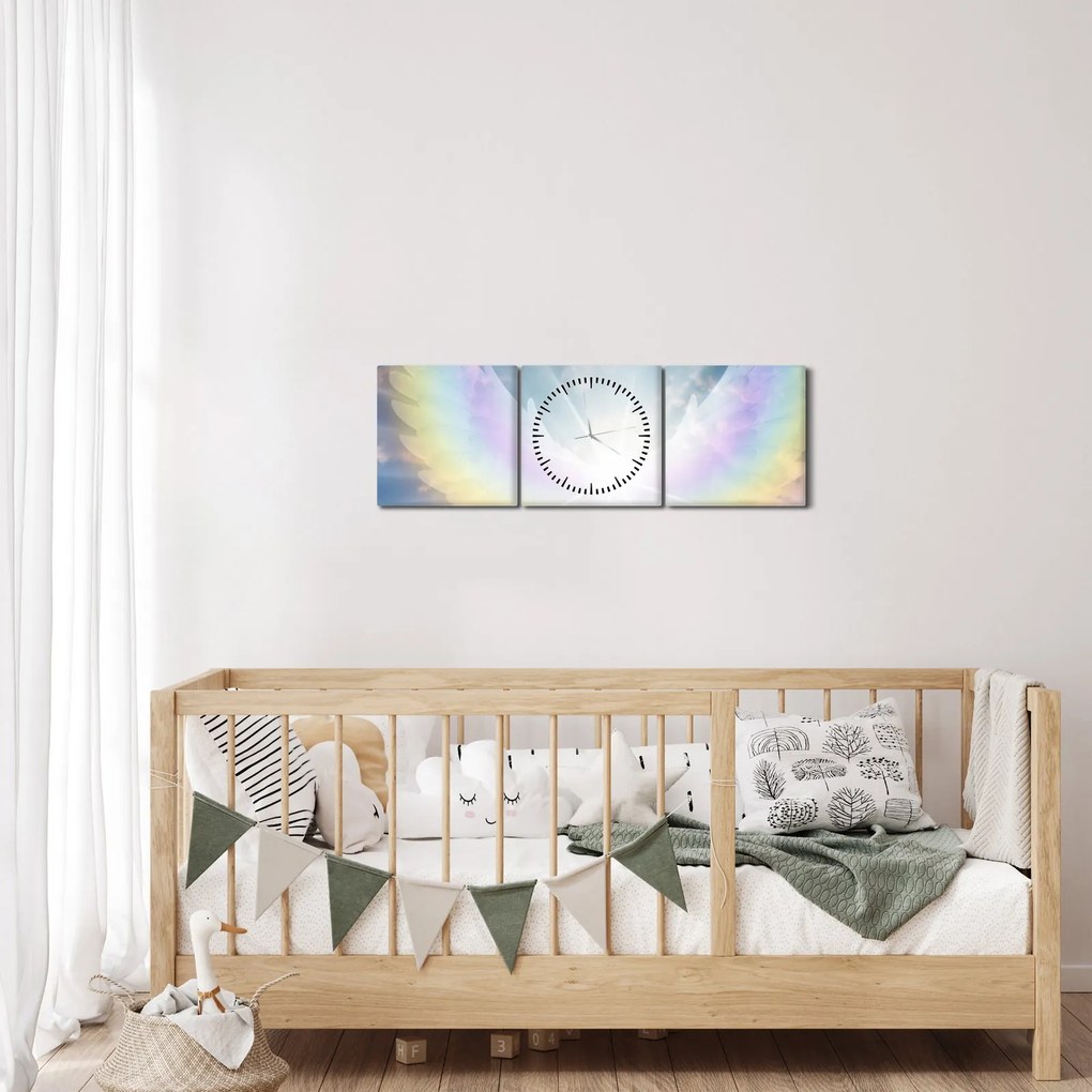 Obraz - Anielska aura (z zegarem) (90x30 cm)