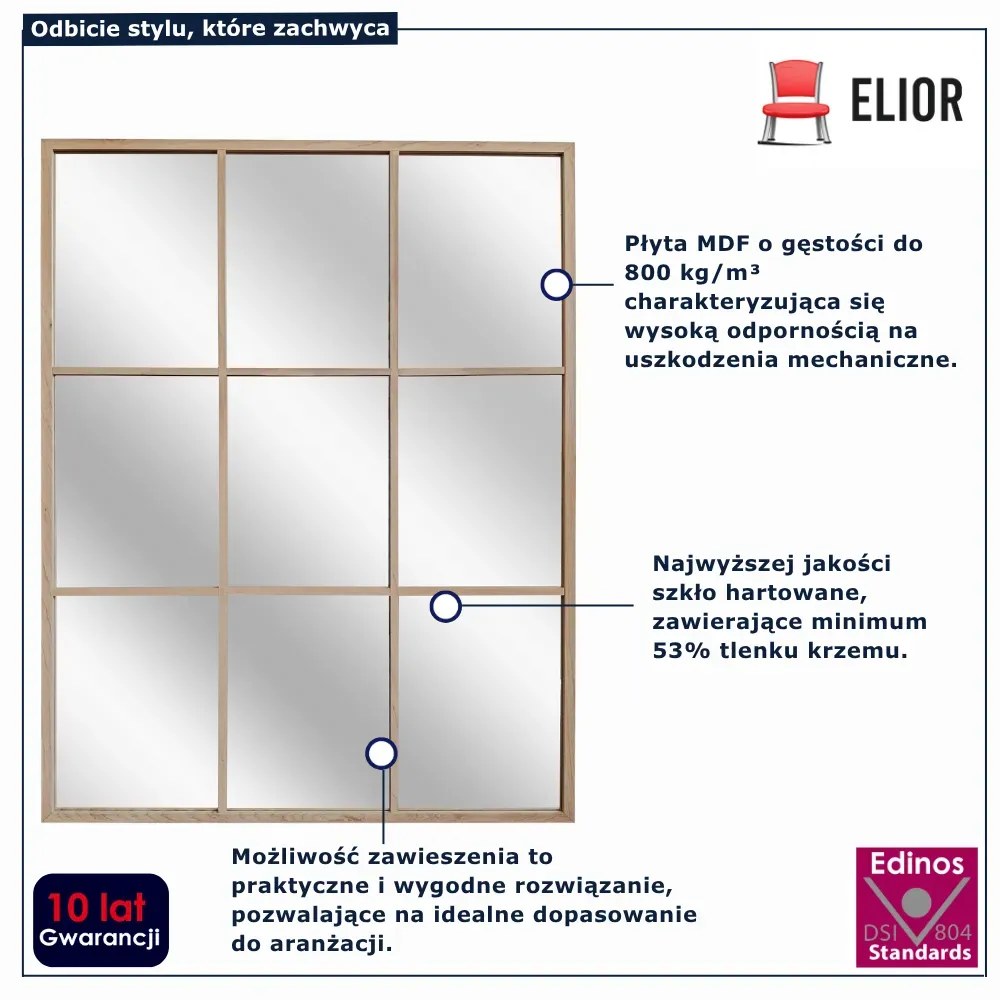 Wiszące lustro ze szprosami dąb N7-S20