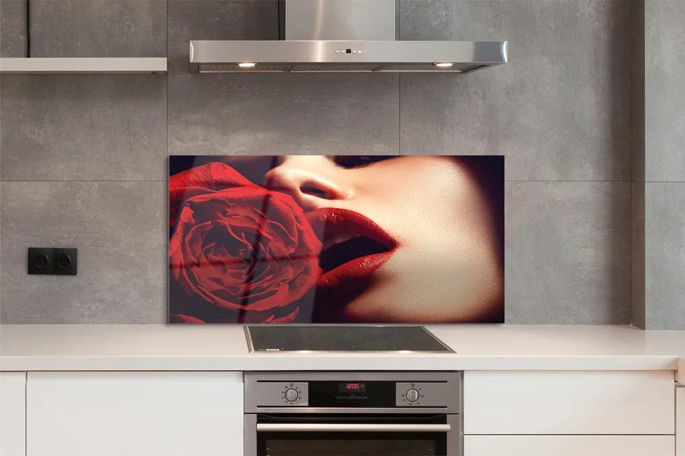 Panel nad Blat Kuchenny Kobieta z Różą w Ustach