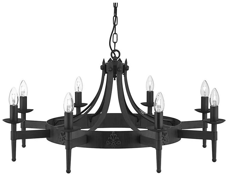 Searchlight 2428-8BK - Żyrandol na łańcuchu CARTWHEEL 8xE14/60W/230V czarny