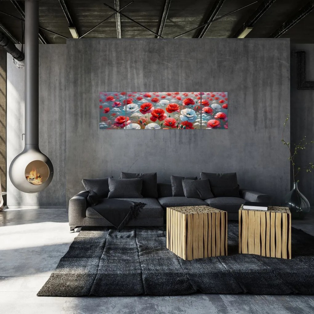 Obraz - Pole maków (170x50 cm)