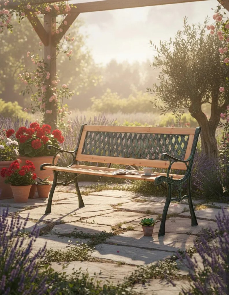 Drewniana ławka ogrodowa z oparciem S5-B92