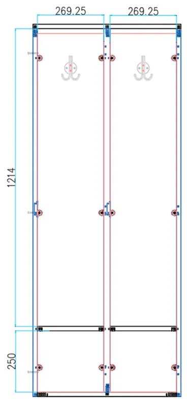 Drewniana szafa ubraniowa S4 z ławką, 2-drzwiowa, 1871 x 600 x 500/800 mm, demontaż, zamek cylindryczny, szary/orzech
