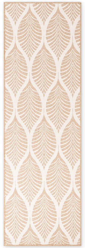 Dywan zewnętrzny dwustronny Duet Liście beżowo-kremowy 80 cm x 250 cm