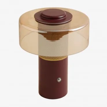 Bezprzewodowa Lampa Stołowa Led Do Użytku Na Zewnątrz Elfriede Ze Szkła I Stali Czerwona Cegła - Sklum