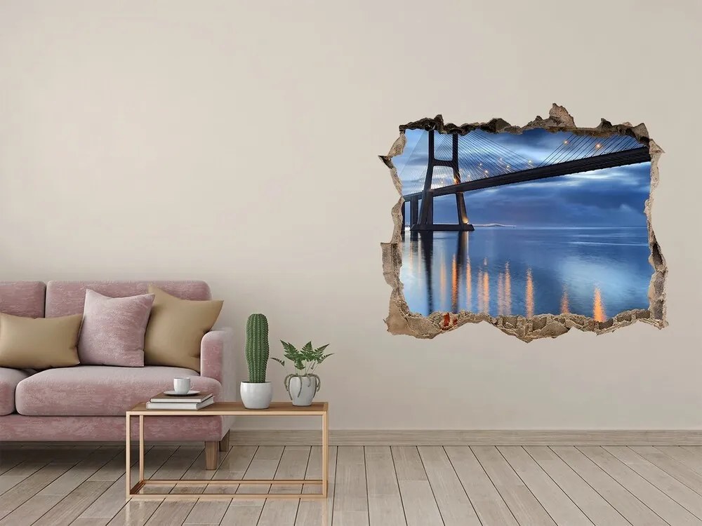 Fototapeta dziura na ścianę 3d Oświetlony most