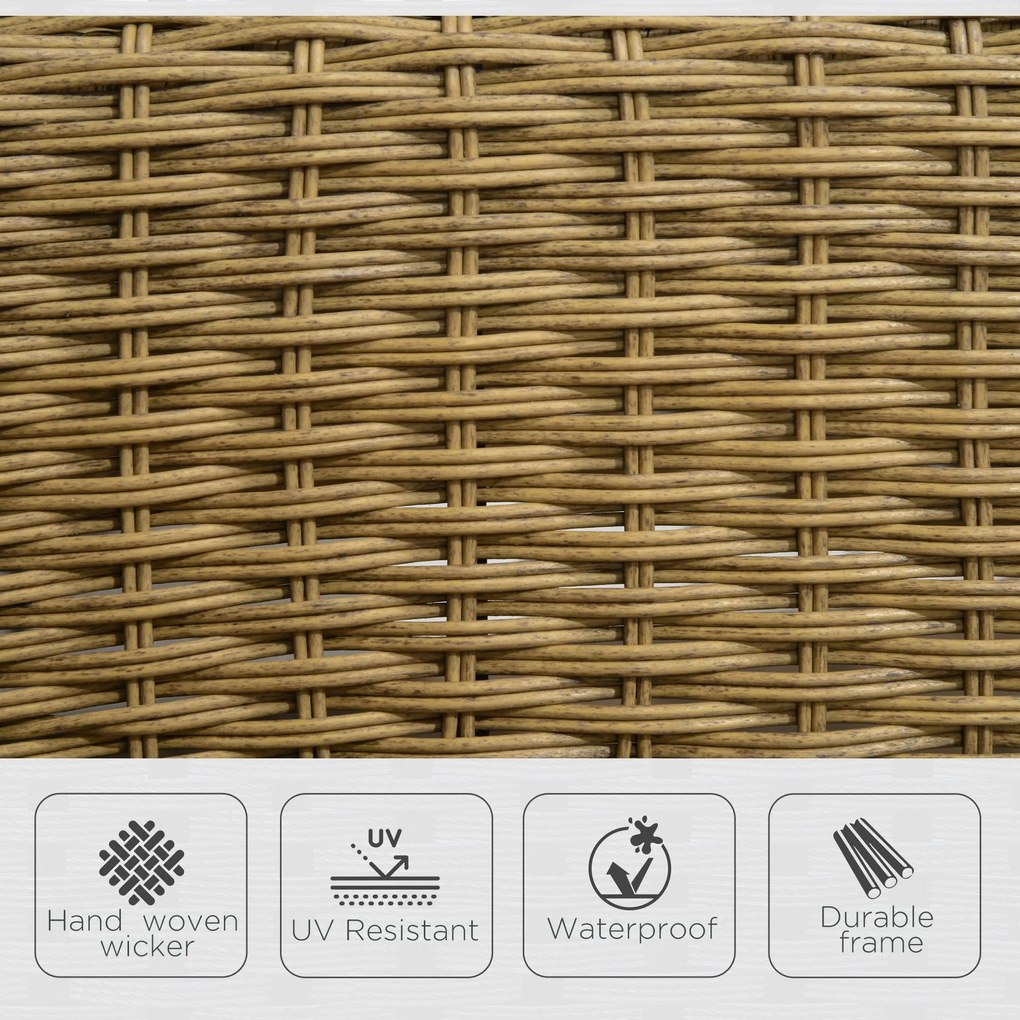 Outsunny Fotel Bujany Boho Rattan PE Zdejmowalne Pokrowce Naturalny Jasnoszary Relaks w Stylu | Aosom PL