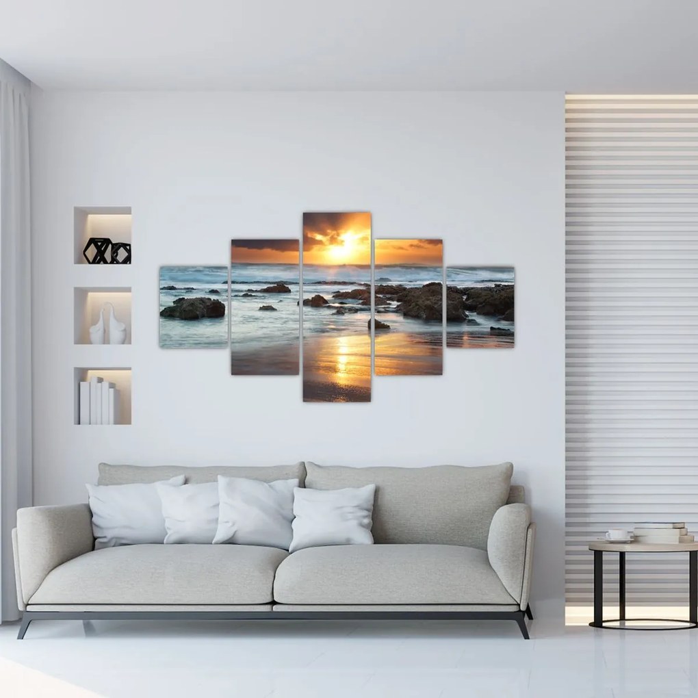 Obraz - Skąpane w słońcu morze (125x70 cm)
