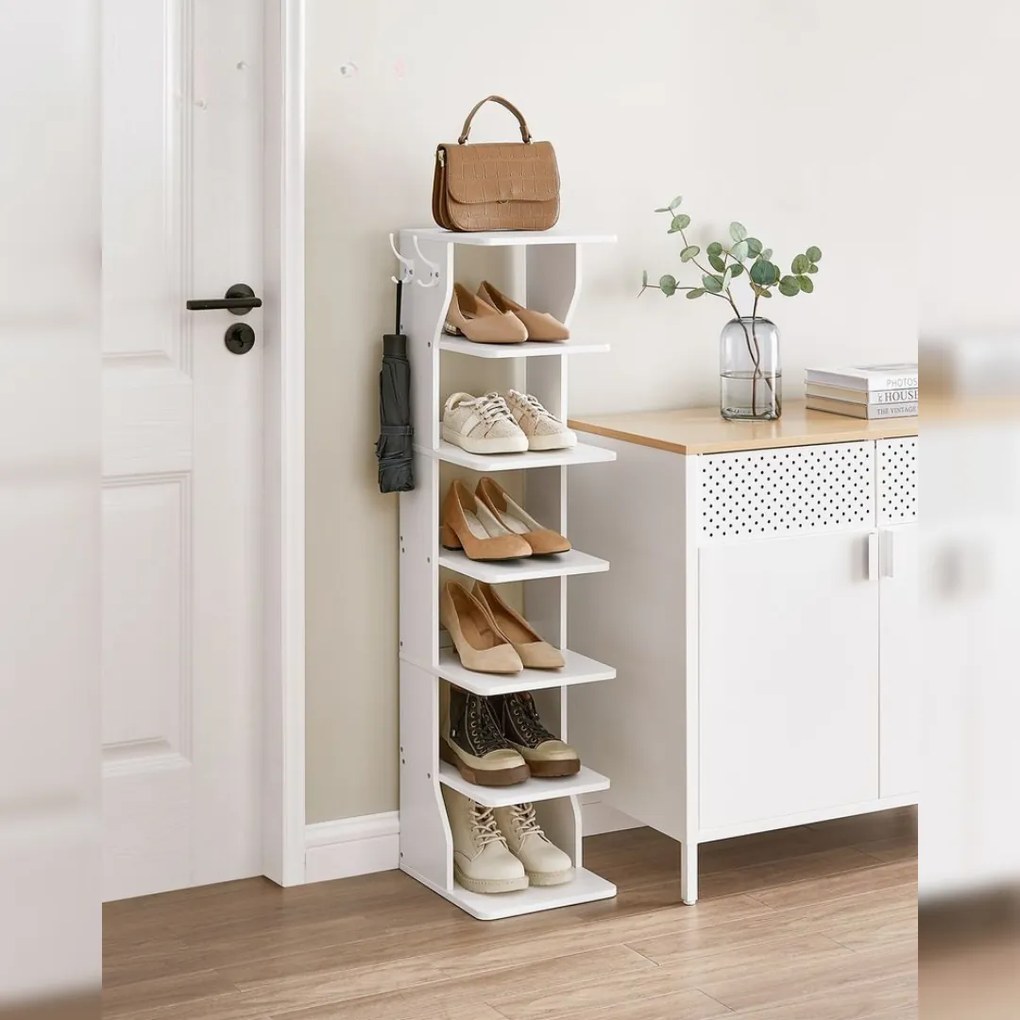 Vasagle Półka na buty CINDY, 6 poziomów, 30x26,4x110,4 cm, biała