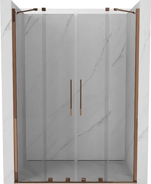 Mexen Velar Duo drzwi prysznicowe rozsuwane 160 cm, transparent, różowe złoto - 871-160-000-02-60