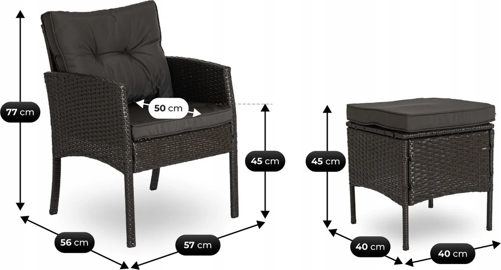 Zestaw mebli ogrodowych ze stołem obiadowym Atlanta, czarny