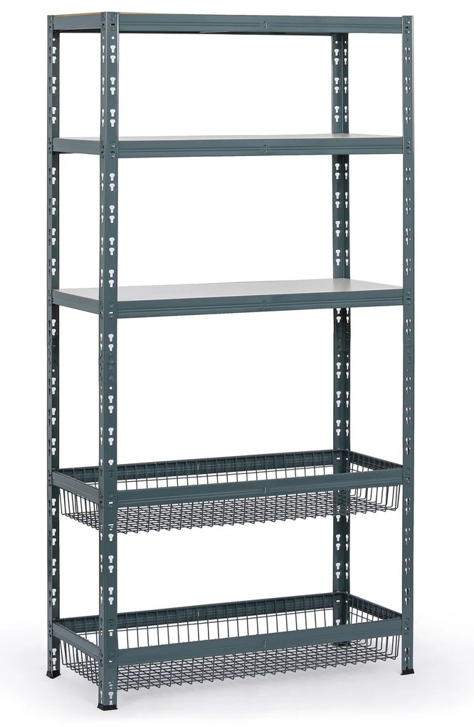 Regał półkowy z koszami, 1790 x 900 x 400 mm, nośność 175 kg, 3 półki + 2 kosze