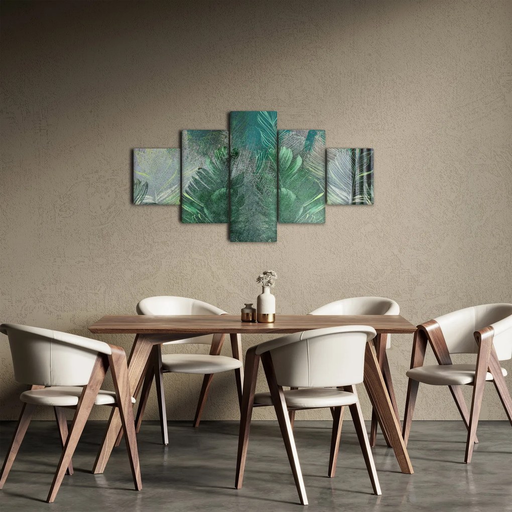Obraz - Tekstura betonu z liśćmi (125x70 cm)