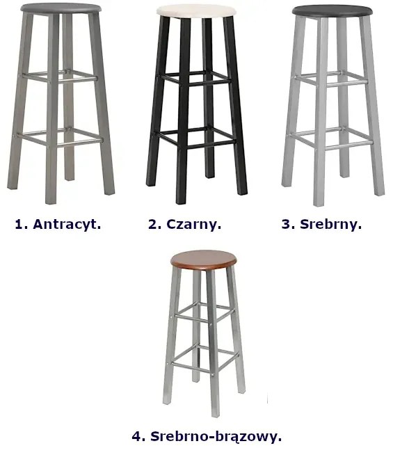 Srebrne metalowe dwa stołki barowe - Parys