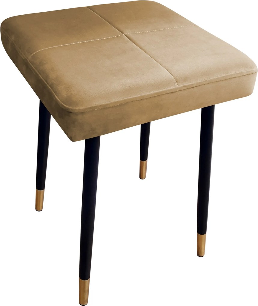 Taboret MAX tkanina Welur stelaż metalowy STOŁEK LOFT : Kolor nogi - Czano-złota stożek, Kolor tkaniny - VELVET - MG06, Typ tkaniny - Velvet