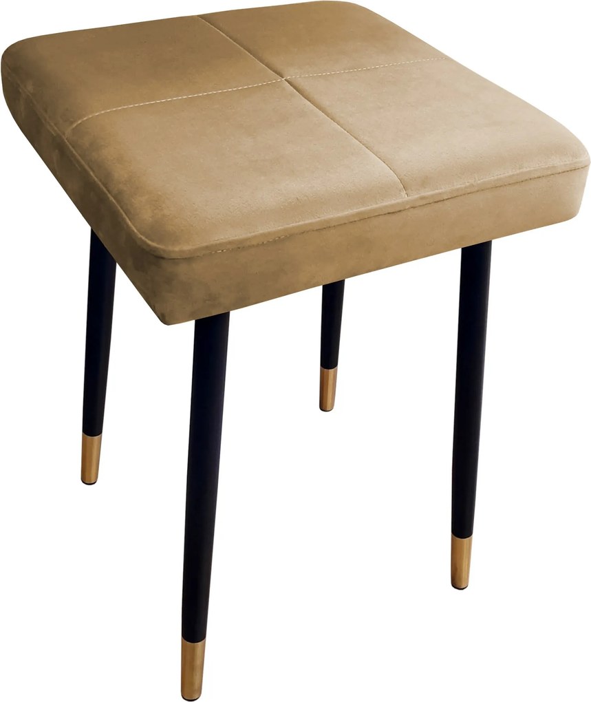 Taboret MAX tkanina Welur stelaż metalowy STOŁEK LOFT : Kolor nogi - Czarno-złota stożek, Kolor tkaniny - VELVET - MG06, Typ tkaniny - Velvet