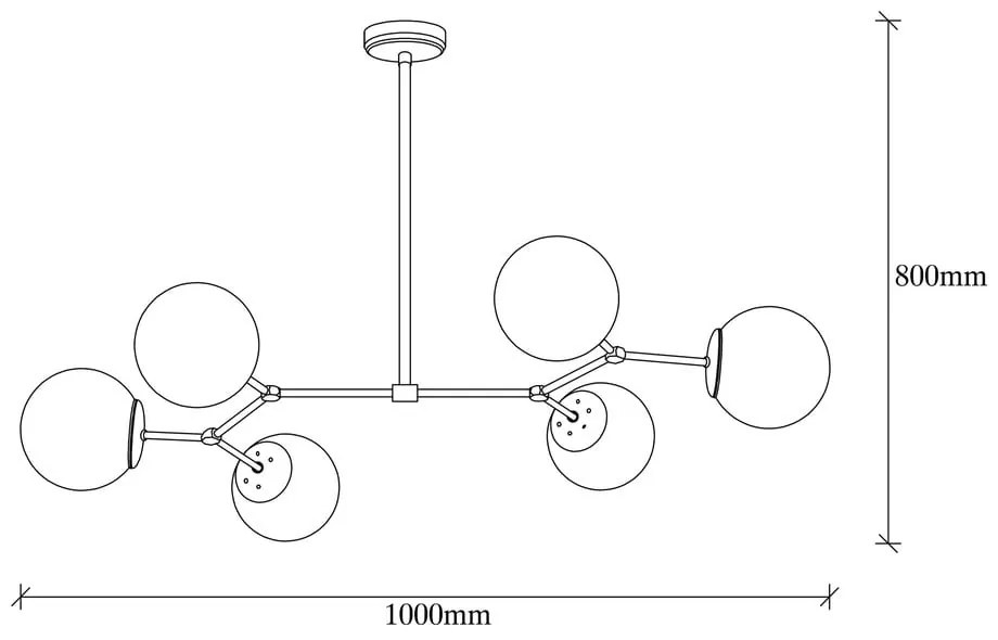 Biała lampa wisząca z 6 kloszami z elementami w kolorze złota Opviq lights Damar Horizontal