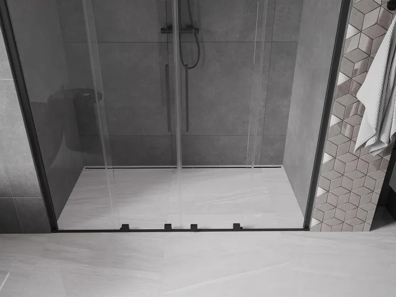 Mexen Velar Duo drzwi prysznicowe rozsuwane 170 cm, transparent, czarne - 871-170-000-02-70