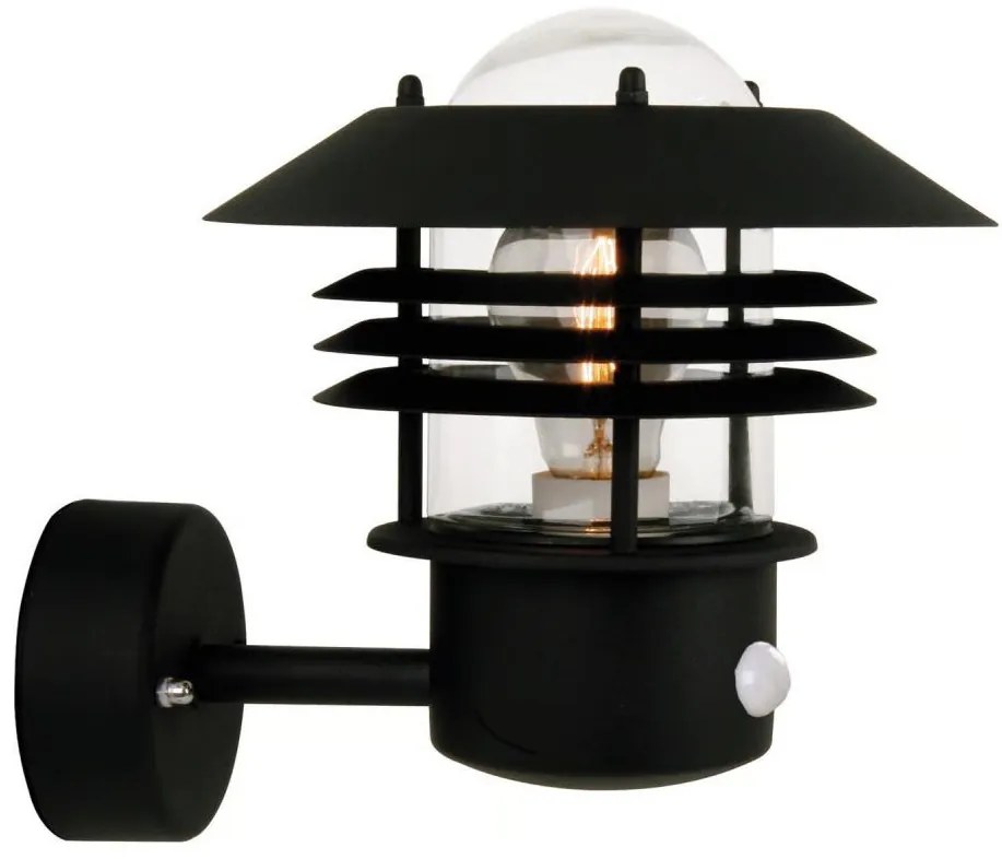 Nordlux -Zewnętrzny kinkiet z czujnikiem VEJERS 1xE27/60W/230V IP54 czarny