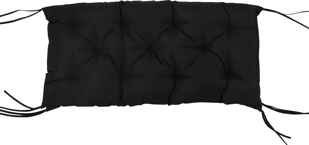 Outsunny Poduszka na Ławkę 3-osobową 100x98x8 cm z Paskami, Poduszka do Mebli Ogrodowych i Hollywoodzkiej Huśtawki, Czarna