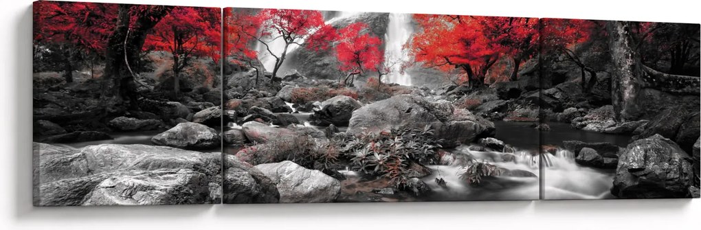 Obraz - Wodospady w jesiennym krajobrazie (170x50 cm)