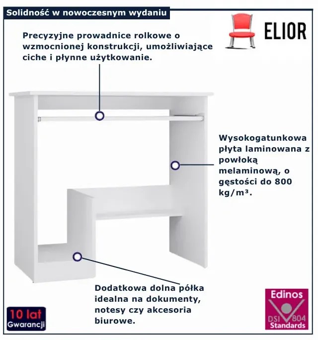 Małe białe biurko z boczną szafką - Faxo