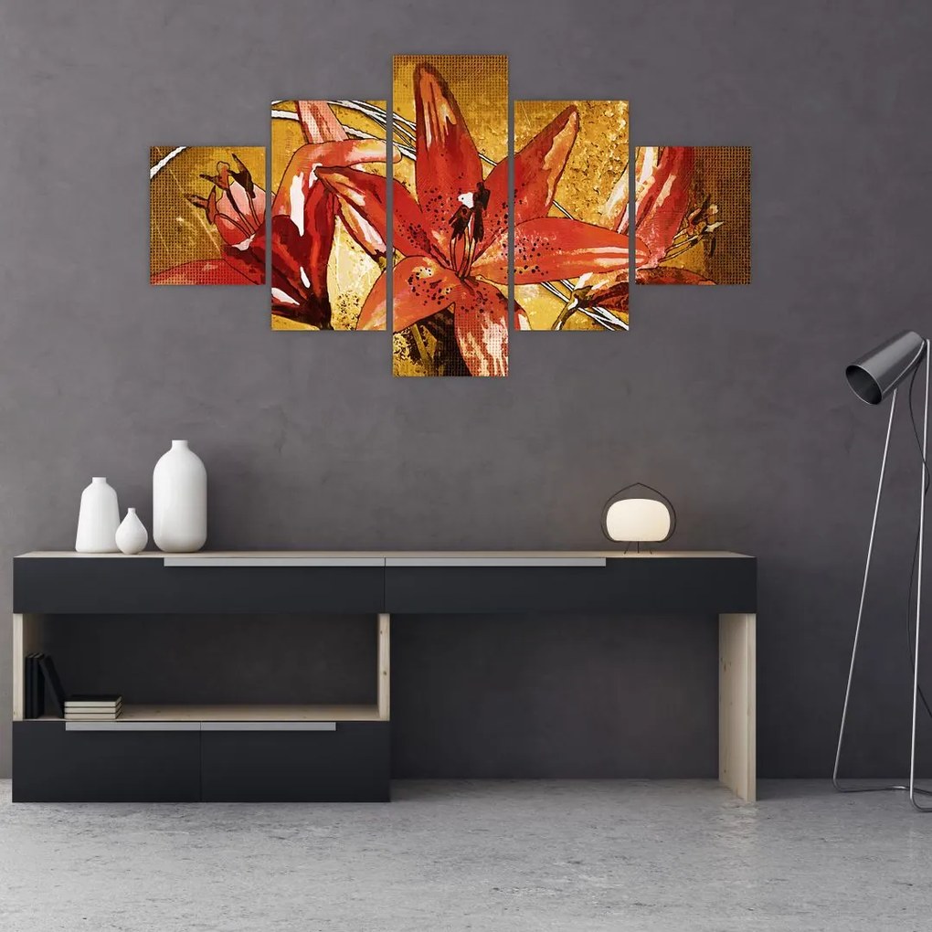 Obraz kwiatów lilii (125x70 cm)
