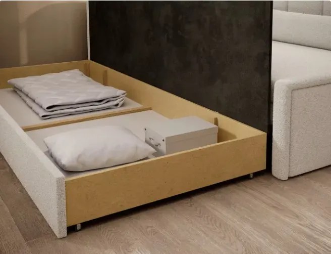 Sofa rozkładana z funkcją spania FULGEO kremowa lewa ELTAP