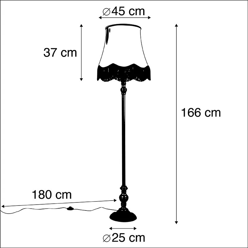 Klasyczna lampa podłogowa czarna klosz Granny zielony 45cm - Classico klasyczny/Antyczny Oswietlenie wewnetrzne