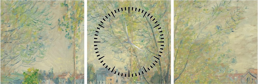 Obraz - Claude Monet, The Willows, reprodukcje (z zegarem) (90x30 cm)