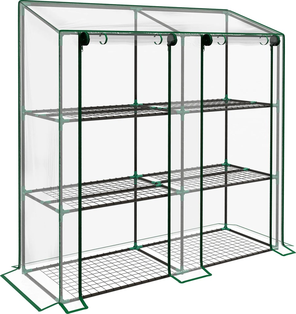 Outsunny mini-szklarnia, 3 poziomy, 6 półek drucianych, 2 otwory, folia plastikowa, Przezroczysty | Aosom PL