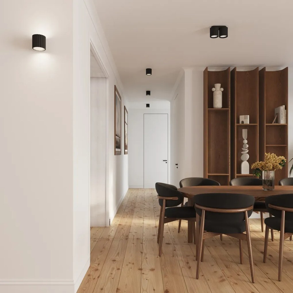Plafon dwupunktowy AURA 2 czarny GU10 ryflowany SOLLUX LIGHTING