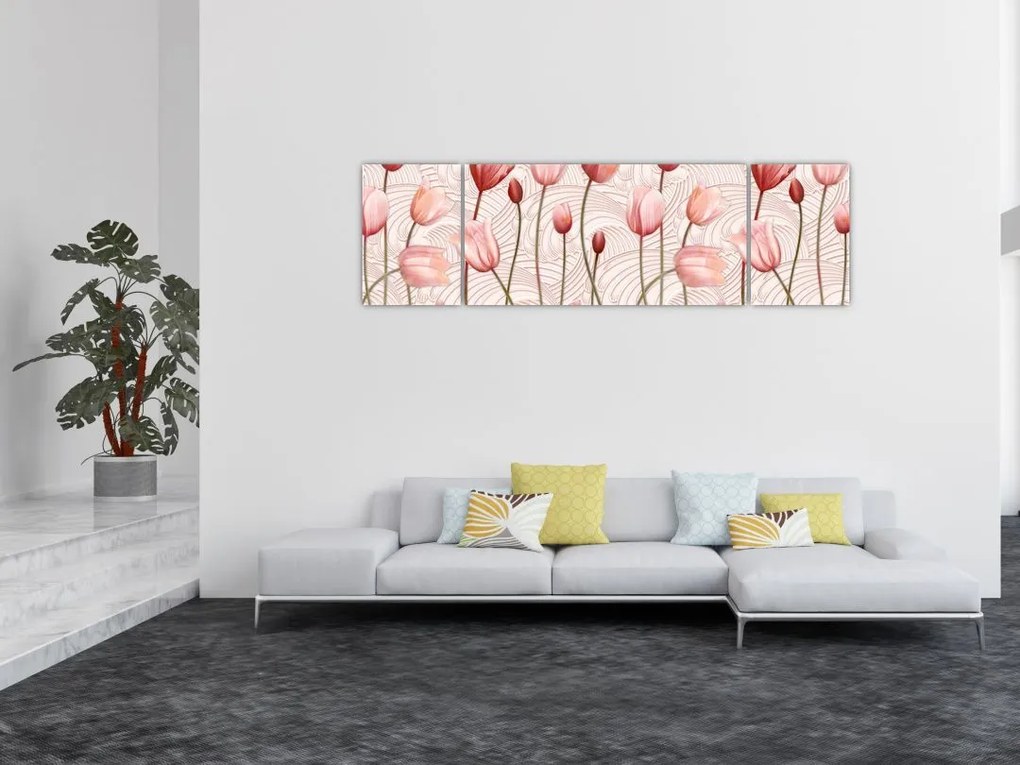 Obraz - Różowe tulipany (170x50 cm)
