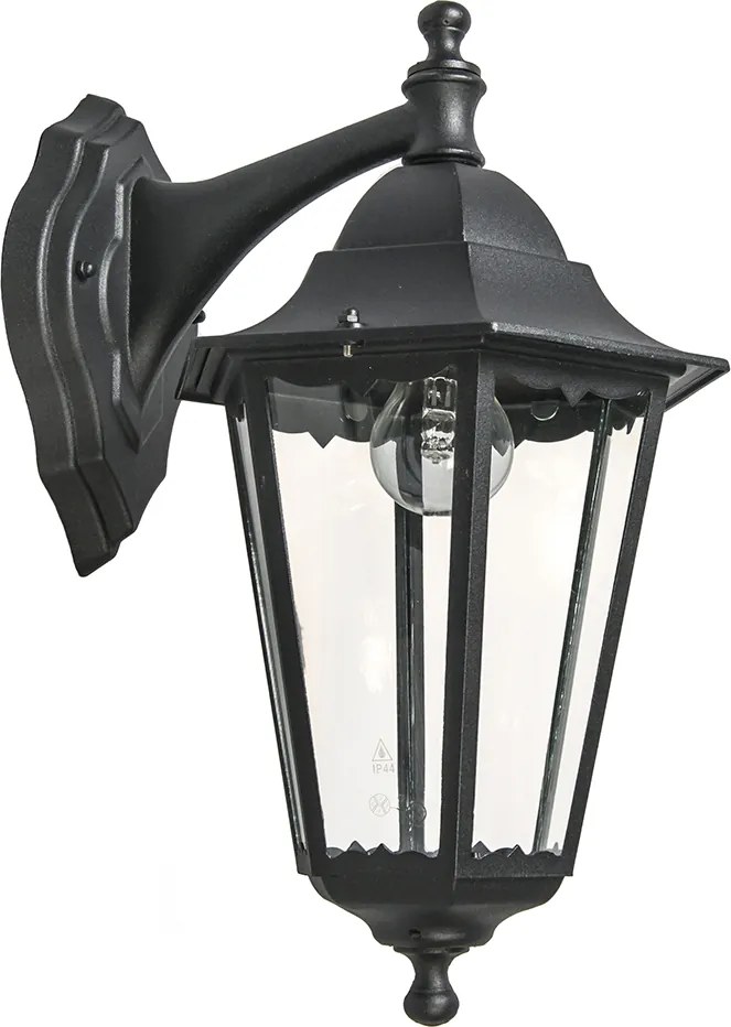 Klasyczny kinkiet zewnętrzny czarny IP44 - New Orleans down