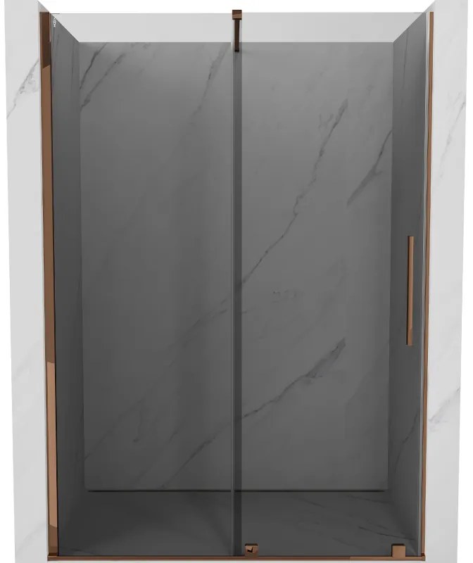 Mexen Velar drzwi prysznicowe rozsuwane 150 cm, grafit, różowe złoto - 871-150-000-41-60