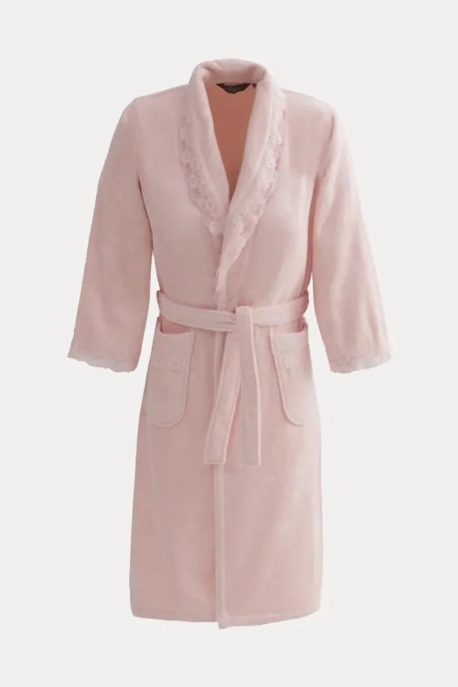 Damski elegancki szlafrok FREYA w ozdobnym opakowaniu S Różowy