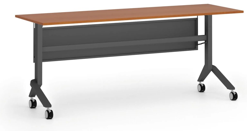 Mobilny stół PRIMO MOVE, 180x60 cm, czarna podstawa, czereśnia